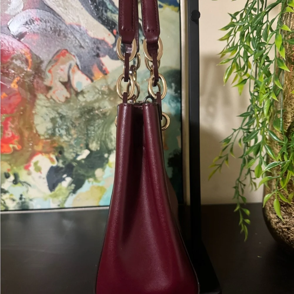 Michael Kors Burgundy Clutch with Gold Accents - Picture 2 of 7